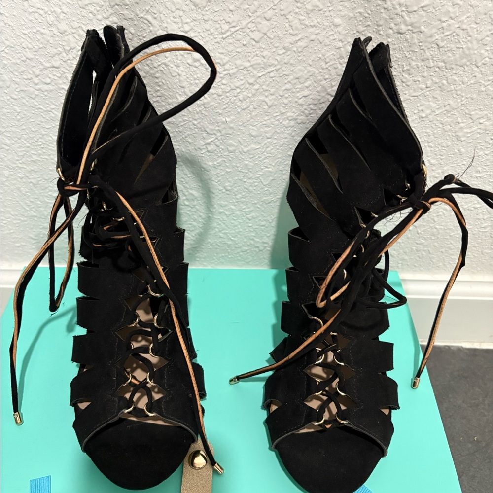 Aldo Black Strappy Heeled Sandals